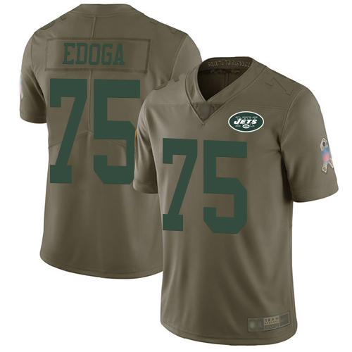 New York Jets Limited Olive Youth Chuma Edoga Jersey NFL Football #75 2017 Salute to Service